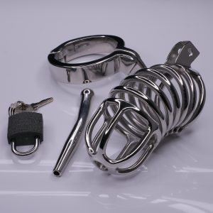 Cage de chasteté homme avec tige urétrale en acier inoxydable