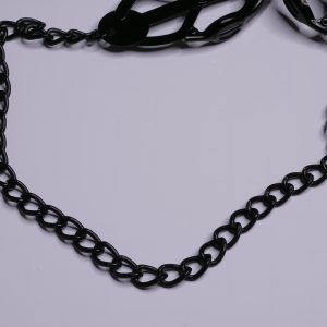 Pinces à Seins Trèfle Japonais noires en Acier Inoxydable avec Chaîne